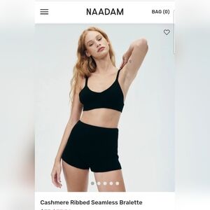 NAADAM  NWT cashmere ribbed seamless bralette size xxs black